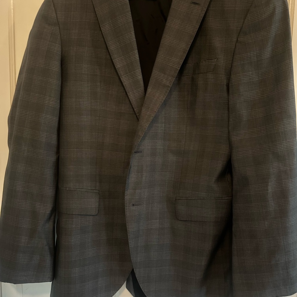 Hugo Boss Charcoal Checkered Suit Jacket
